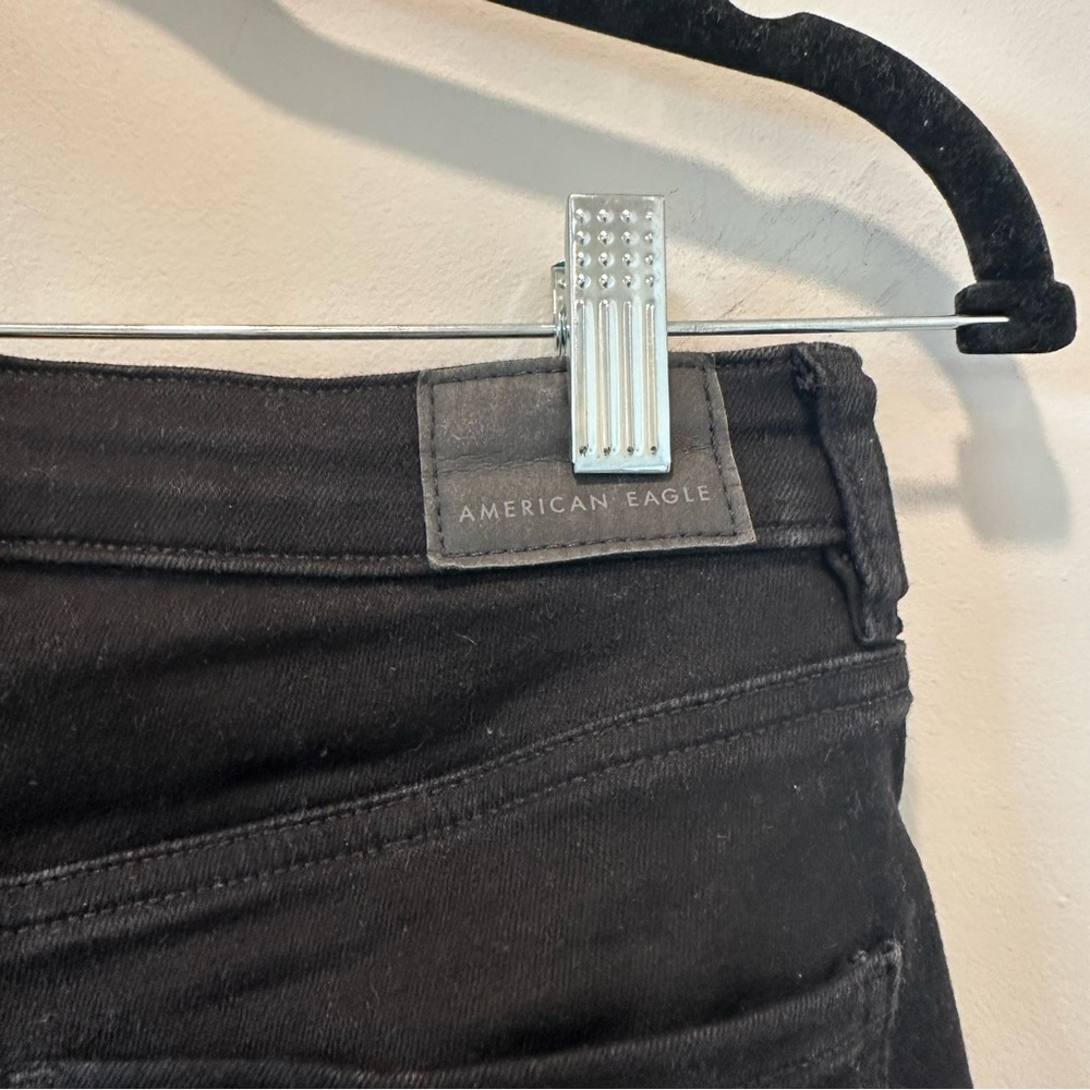 American Eagle AE Next Level Highest Waist Jegging Black Denim Jeans Dark Grunge - Picture 9 of 10